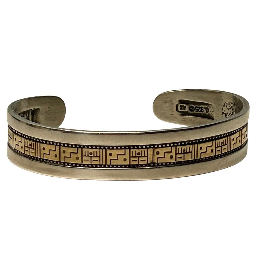 Vintage RMT Roderick Tenorio 14K Gold Sterling Silver Cuff Bracelet Southwestern
